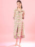 Girls Floral Print Square Neck Shoulder Straps Cotton A-Line Midi Dress (IW-GREENDOBBY)