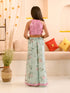 Girls Embellished Top With Palazzos (IW-GREENORGANZAROSE)