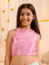 Girls Embellished Top With Palazzos (IW-GREENORGANZAROSE)