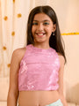 Girls Embellished Top With Palazzos (IW-GREENORGANZAROSE)