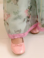 Girls Embellished Top With Palazzos (IW-GREENORGANZAROSE)