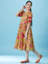 Girls Floral Printed A-Line Midi Dress (IW-JAALYELLOW)