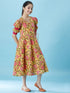 Girls Floral Printed A-Line Midi Dress (IW-JAALYELLOW)