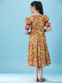 Girls Floral Printed A-Line Midi Dress (IW-JAALYELLOW)