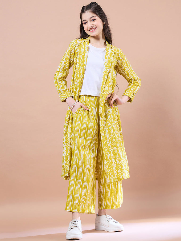 Girls Top with Palazzos (IW-LIMECOORD)