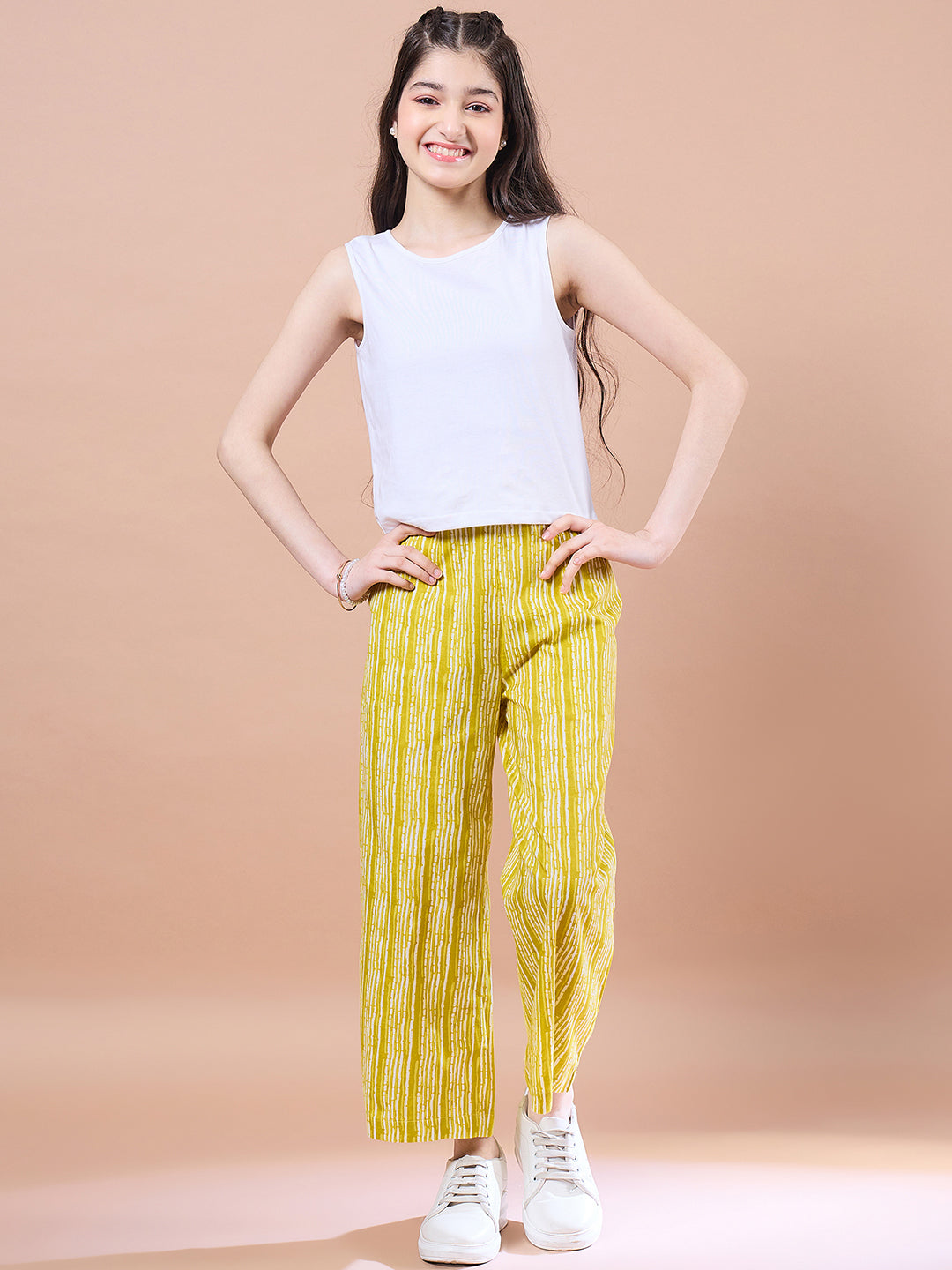 Girls Top with Palazzos (IW-LIMECOORD)