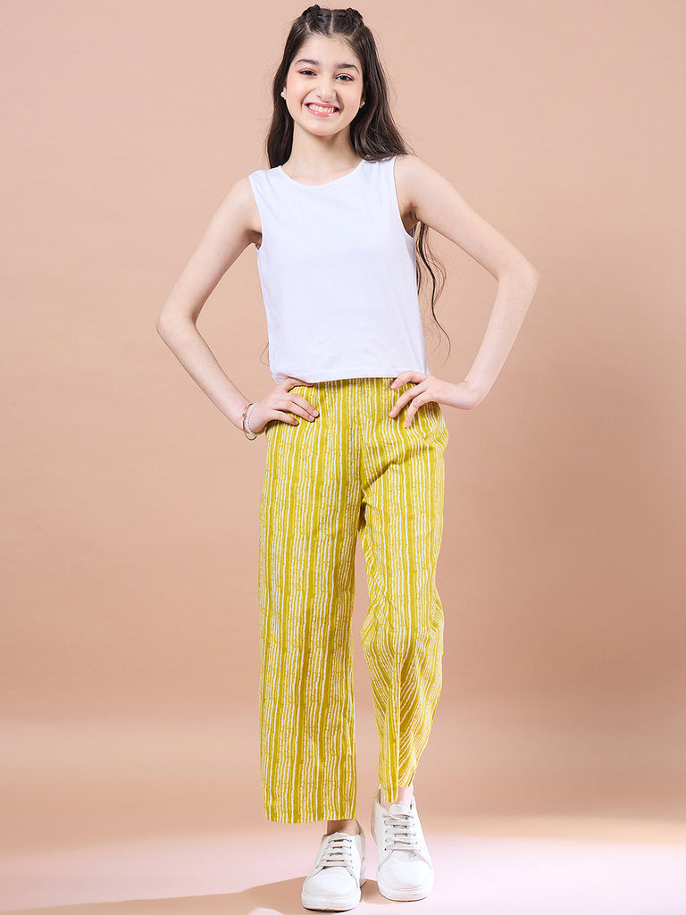Girls Top with Palazzos (IW-LIMECOORD)