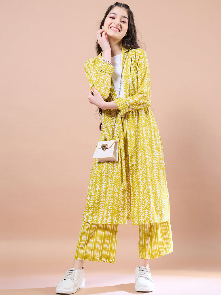 Girls Top with Palazzos (IW-LIMECOORD)