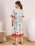 Floral Printed Bell Sleeves Cotton A-Line Midi Dress (IW-LTBLUEJAAL)