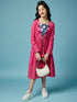 Girls Floral Printed Midi Cotton Dress With Schiffli Tie-Up Shrug (IW-MAGENTACAPE)