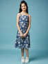Girls Floral Printed Midi Cotton Dress With Schiffli Tie-Up Shrug (IW-MAGENTACAPE)