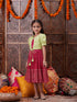 Girls Floral Printed Georgette Fit Flare Midi Ethnic Dress (IW-MAGENTACRINKLED)