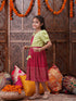 Girls Floral Printed Georgette Fit Flare Midi Ethnic Dress (IW-MAGENTACRINKLED)