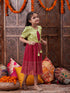 Girls Floral Printed Georgette Fit Flare Midi Ethnic Dress (IW-MAGENTACRINKLED)