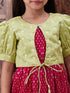 Girls Floral Printed Georgette Fit Flare Midi Ethnic Dress (IW-MAGENTACRINKLED)