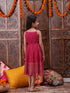 Girls Floral Printed Georgette Fit Flare Midi Ethnic Dress (IW-MAGENTACRINKLED)