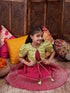 Girls Floral Printed Georgette Fit Flare Midi Ethnic Dress (IW-MAGENTACRINKLED)