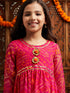 Pspeaches Girls Printed Fit & Flare Georgette Ethnic Dress (IW-MAGENTAGGT)