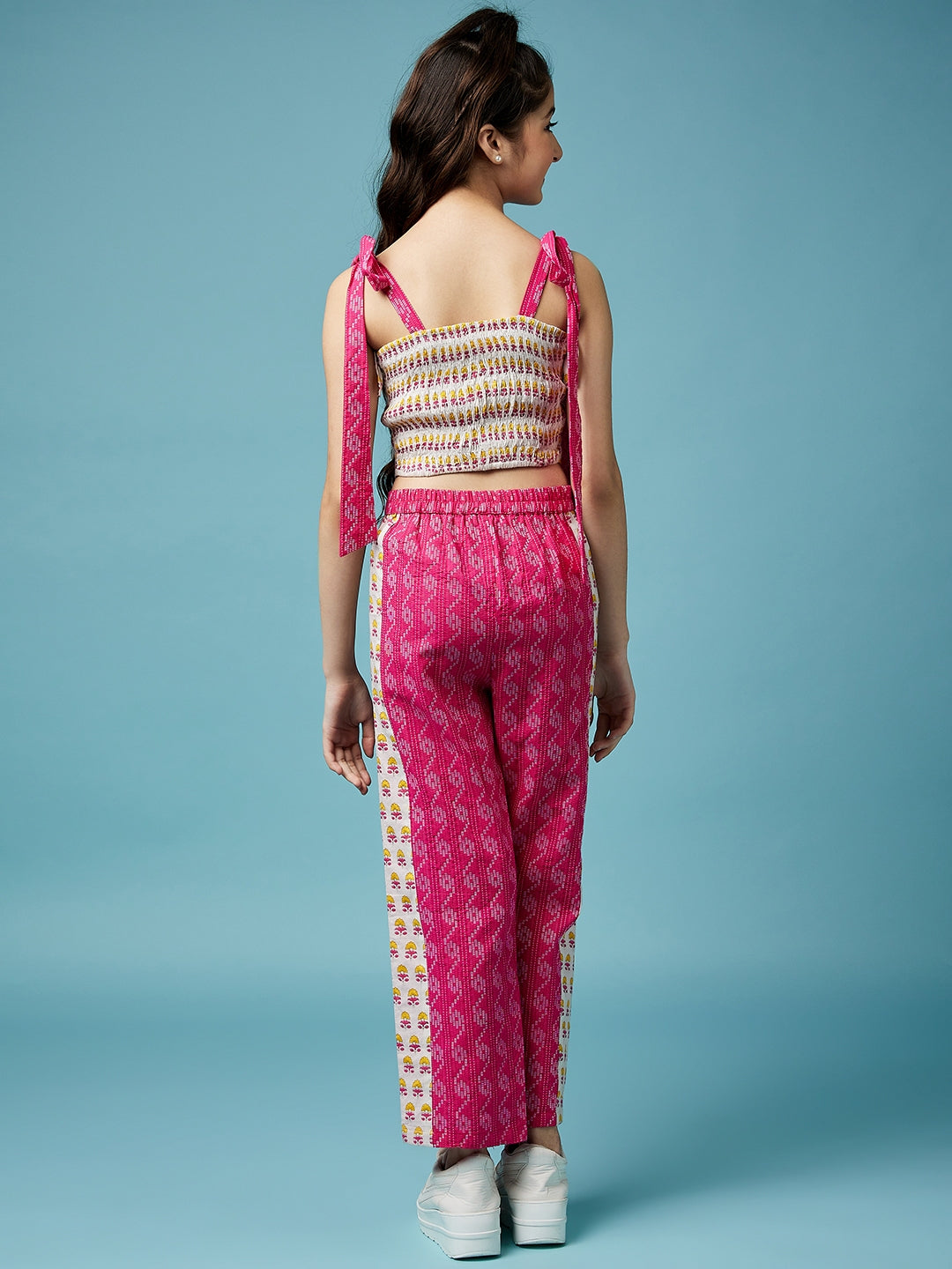 Girls Floral Printed Pure Cotton Top with Trousers (IW-MAGENTAIKKAT)
