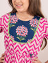 Magenta & blue geometric printed print fit & flare dress Printed Cotton Round neck Midi Dress (IW-MAGZIGZAG)