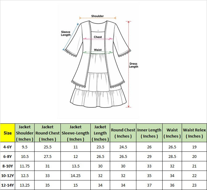 Pspeaches Girls Yellow & White Leheriya Cotton A-Line Dress With Cape ( Sku-Iw-Mughalflowers )