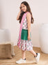 Pink floral Printed Cotton a-line Round neck Sleeveless Casual dress (IW-MULTILAYER)
