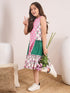 Pink floral Printed Cotton a-line Round neck Sleeveless Casual dress (IW-MULTILAYER)