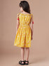 Girls Floral Printed Fit & Flare Cotton Dress (IW-MUSTARDOFFWHITE)