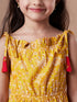 Girls Floral Printed Fit & Flare Cotton Dress (IW-MUSTARDOFFWHITE)