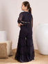 Girls V-Neck Top with Palazzos (IW-NAVYGGTCORD)