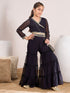 Girls V-Neck Top with Palazzos (IW-NAVYGGTCORD)