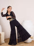 Girls V-Neck Top with Palazzos (IW-NAVYGGTCORD)