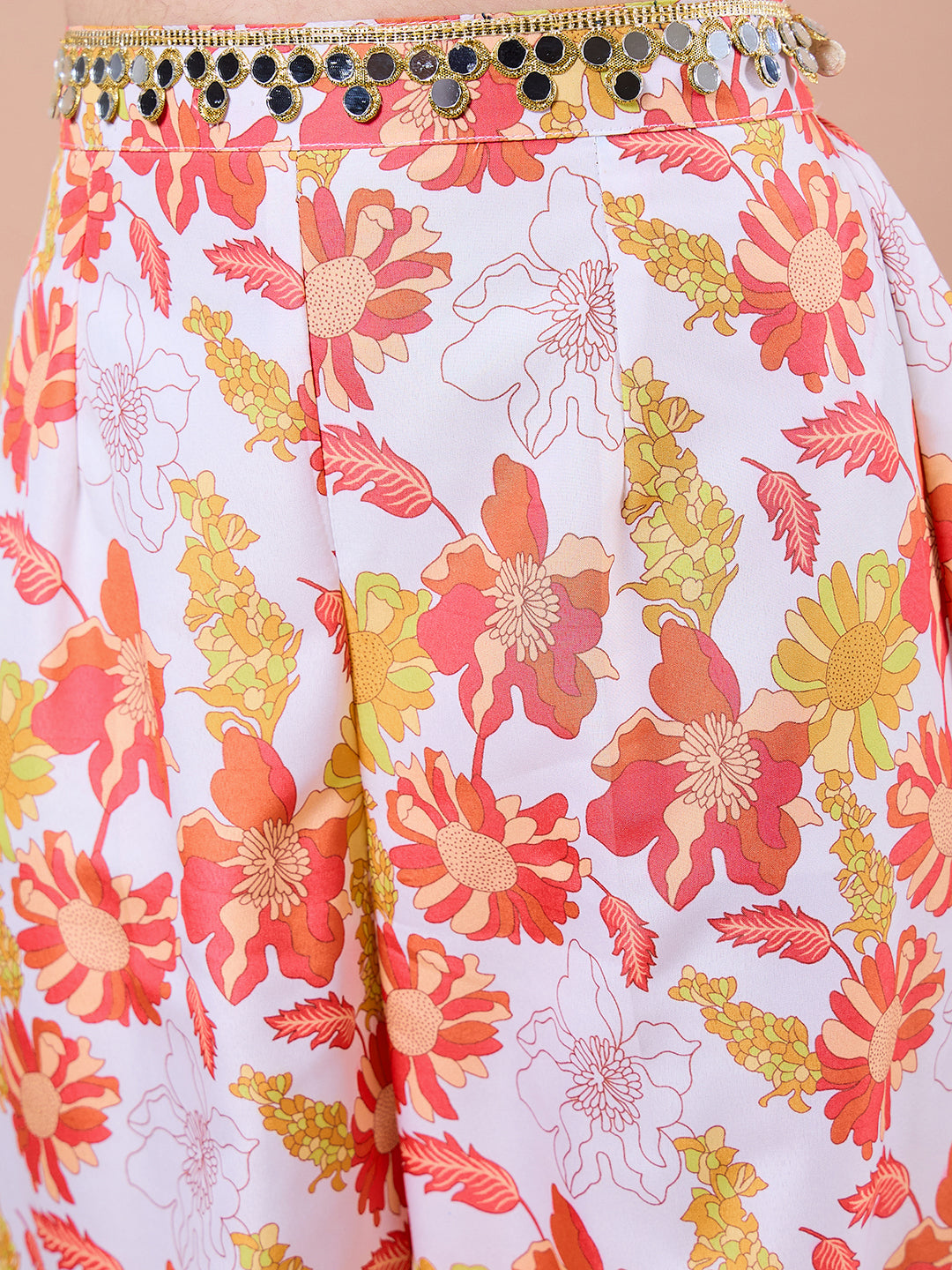 Girls Printed Top with Pyjamas (IW-OFFWHITECORD)