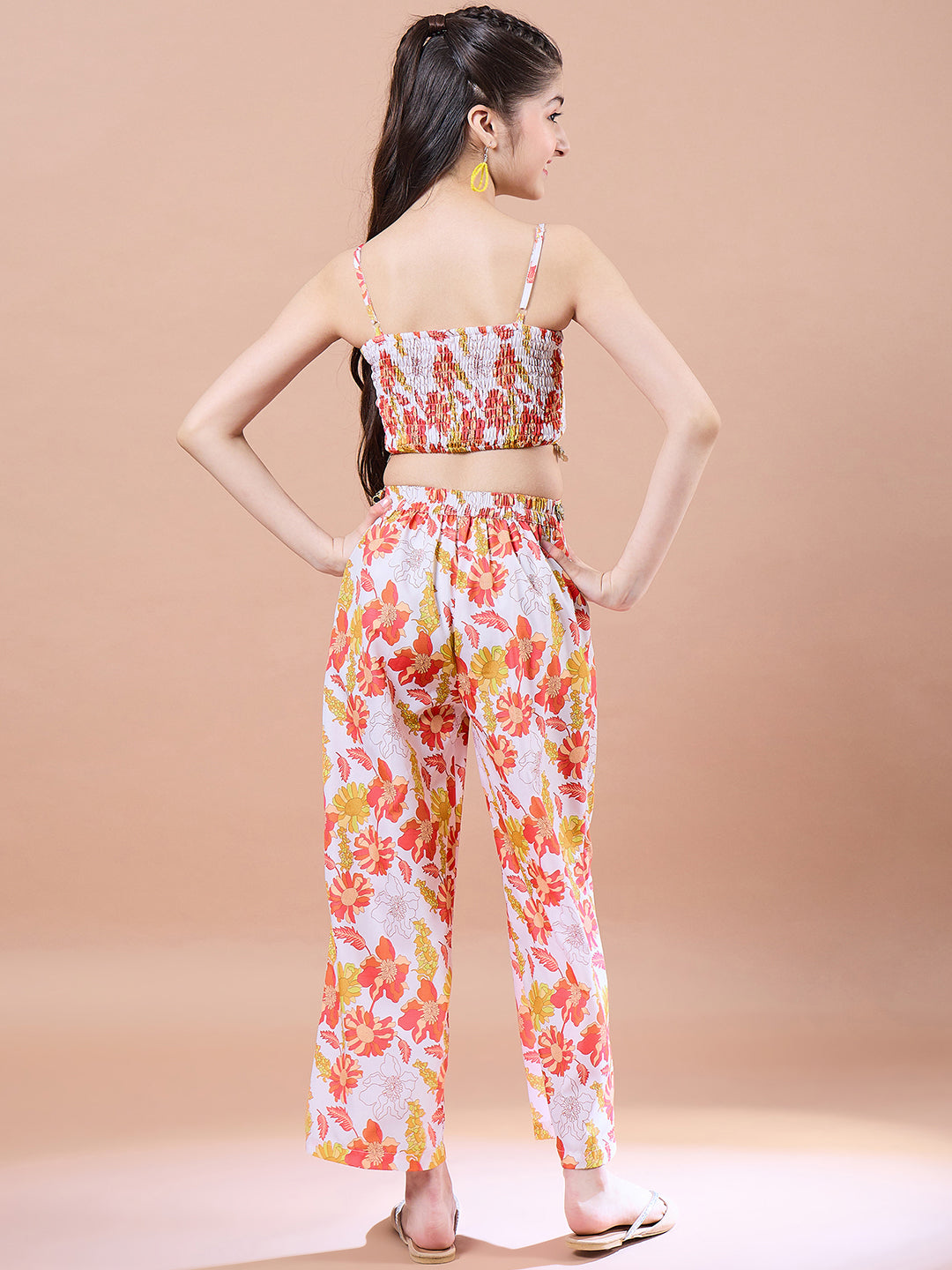 Girls Printed Top with Pyjamas (IW-OFFWHITECORD)