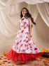 Pspeaches Girls Silk Blend Sleeveless Round Neck Gota Pati Embellished Lehenga Choli Set with Dupatta for Girls (IW-OFFWHITEGOWN)