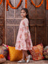 Pspeaches Girls Shoulder Straps Cotton Ethnic Dress With Printed Jacket (IW-PEACHCAPE)