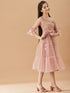 Girls Floral Printed Cotton A-Line Midi Dress (IW-PINKCROCHET)