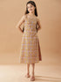 Girls Floral Printed Cotton A-Line Midi Dress (IW-PINKCROCHET)