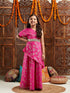 Pspeaches One Shoulder Floral Printed Top With Skirt & Waist Belt (IW-PINKFOILGGT)