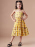 Girls Floral Printed Tiered Fit & Flare Midi Dress (IW-PINKPARROT)