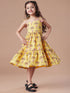 Girls Floral Printed Tiered Fit & Flare Midi Dress (IW-PINKPARROT)