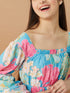 Girls Floral Printed Fit And Flare Tiered Cotton Maxi Dress (IW-PRINCESSBLUE)