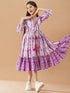 Girls Tie And Dye Cotton A-Line Midi Dress (IW-PURPLESHIBORI)