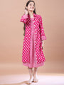 Girls Ethnic Motifs Print A-Line Cotton Mandarin collar Three-quarter sleeves Midi Dress (IW-RANIBOOTI)