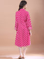 Girls Ethnic Motifs Print A-Line Cotton Mandarin collar Three-quarter sleeves Midi Dress (IW-RANIBOOTI)
