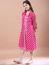 Girls Ethnic Motifs Print A-Line Cotton Mandarin collar Three-quarter sleeves Midi Dress (IW-RANIBOOTI)