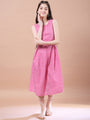 Girls Ethnic Motifs Print A-Line Cotton Mandarin collar Three-quarter sleeves Midi Dress (IW-RANIBOOTI)