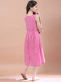 Girls Ethnic Motifs Print A-Line Cotton Mandarin collar Three-quarter sleeves Midi Dress (IW-RANIBOOTI)