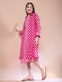 Girls Ethnic Motifs Print A-Line Cotton Mandarin collar Three-quarter sleeves Midi Dress (IW-RANIBOOTI)