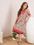 Girls Red & beige ethnic motifs print fit & flare Round neck regular sleeves dress Cotton Midi Dress (IW-REDFOILYOKE)